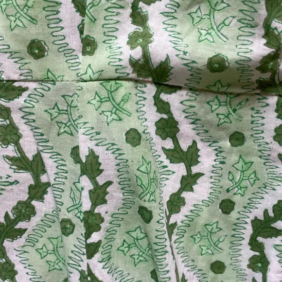 Julia Amory Green Block Print Patterned midi Maxi Shirt Dress size Large - Picture 4 of 7